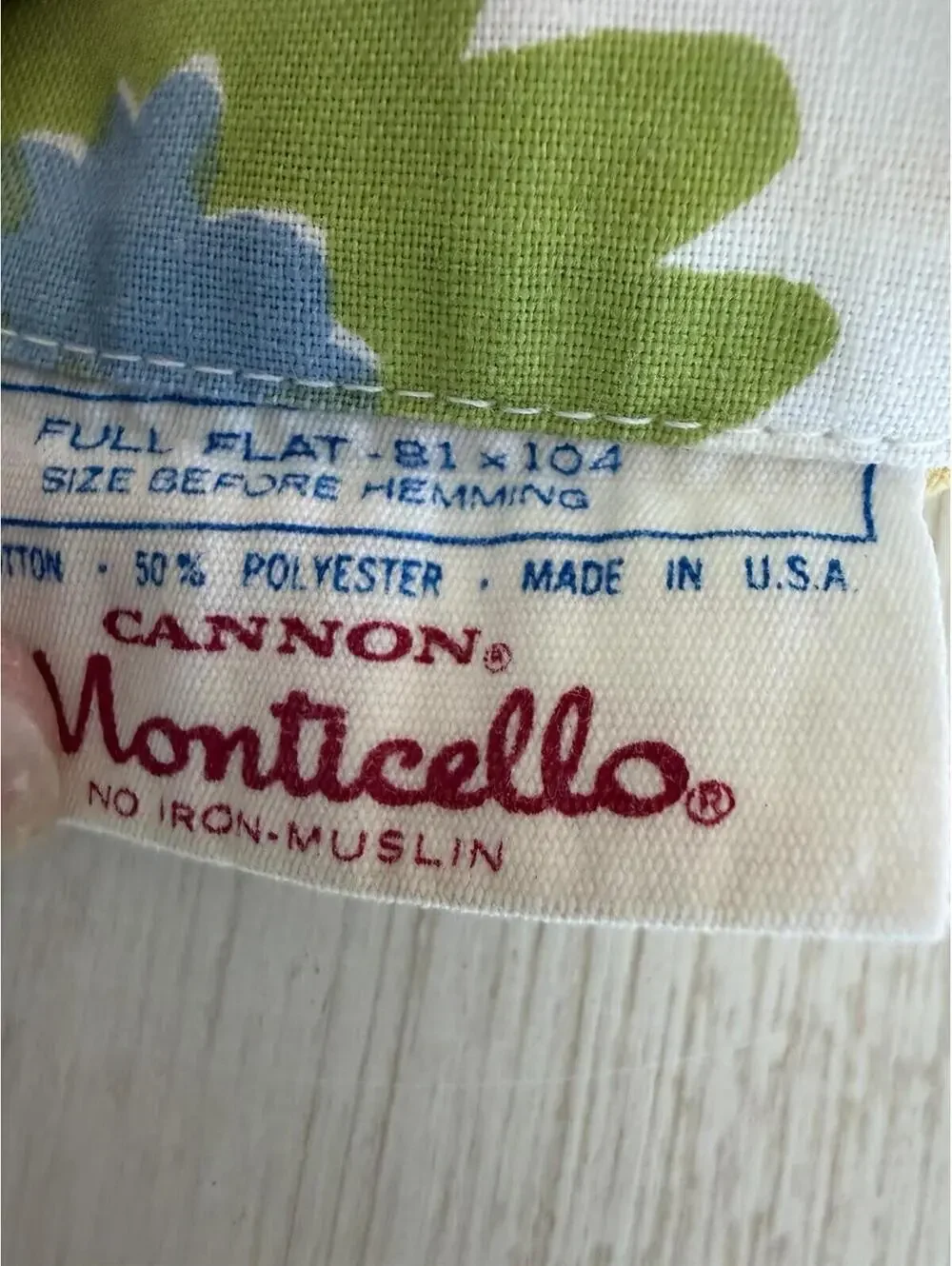 Vtg 1960s Cannon Monticello 2pc Dbl Sheet Set Mille Fleur Flower Power Clean EUC